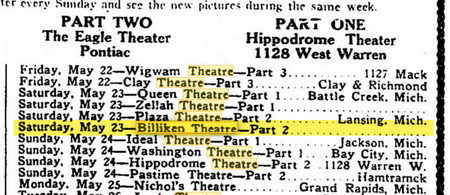 Billiken Theatre - Tiny Mention In 1914 Detroit Free Press (newer photo)